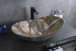 Раковина Gid Mnc811T 54477 накладная под камень глянцевая 61x37x15